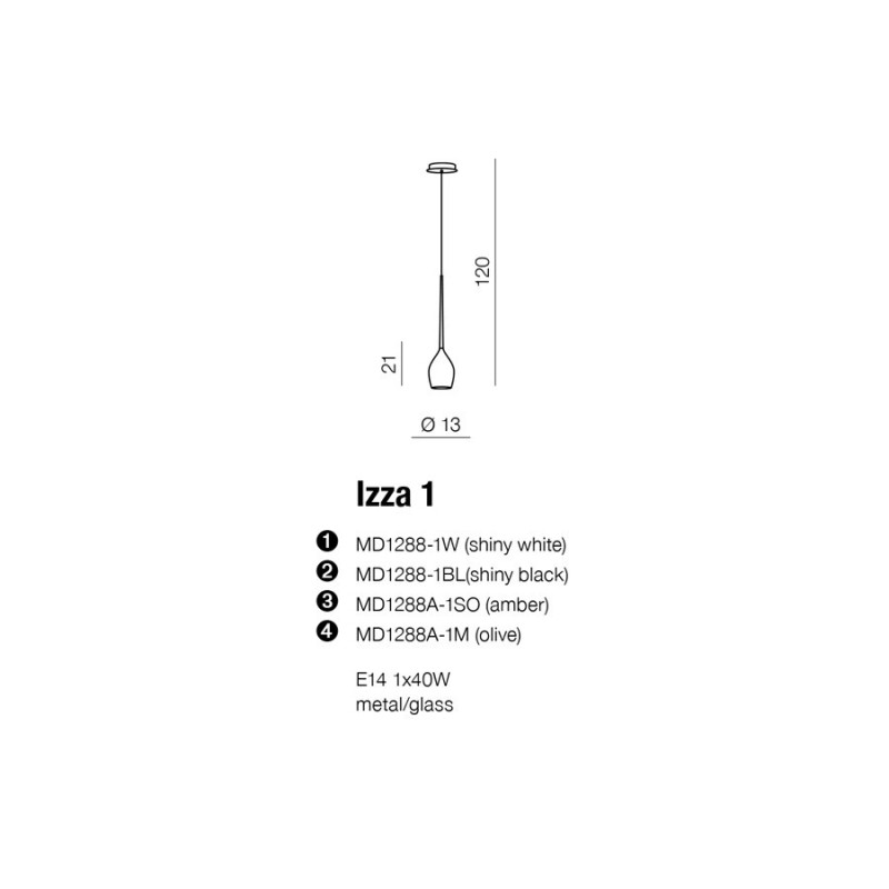 Suspension luminaire IZZA 1 E14 - ambre