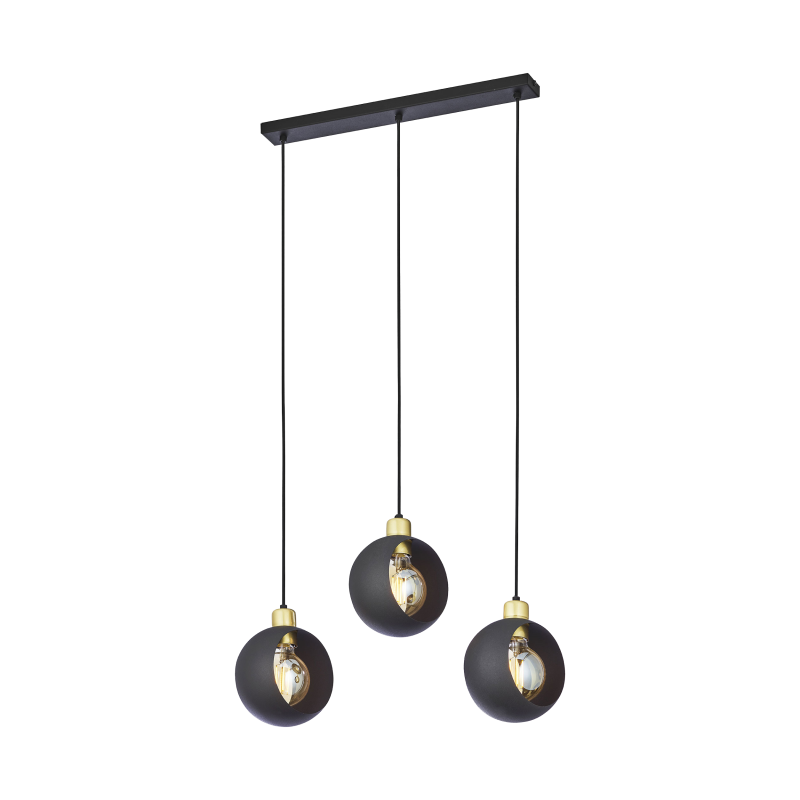 Suspension luminaire design JALA 3P 3xE27 - noir / patine