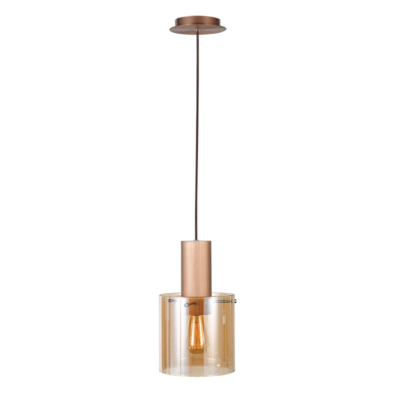 Suspension luminaire JAVIER E27 60W - noir / marron antique