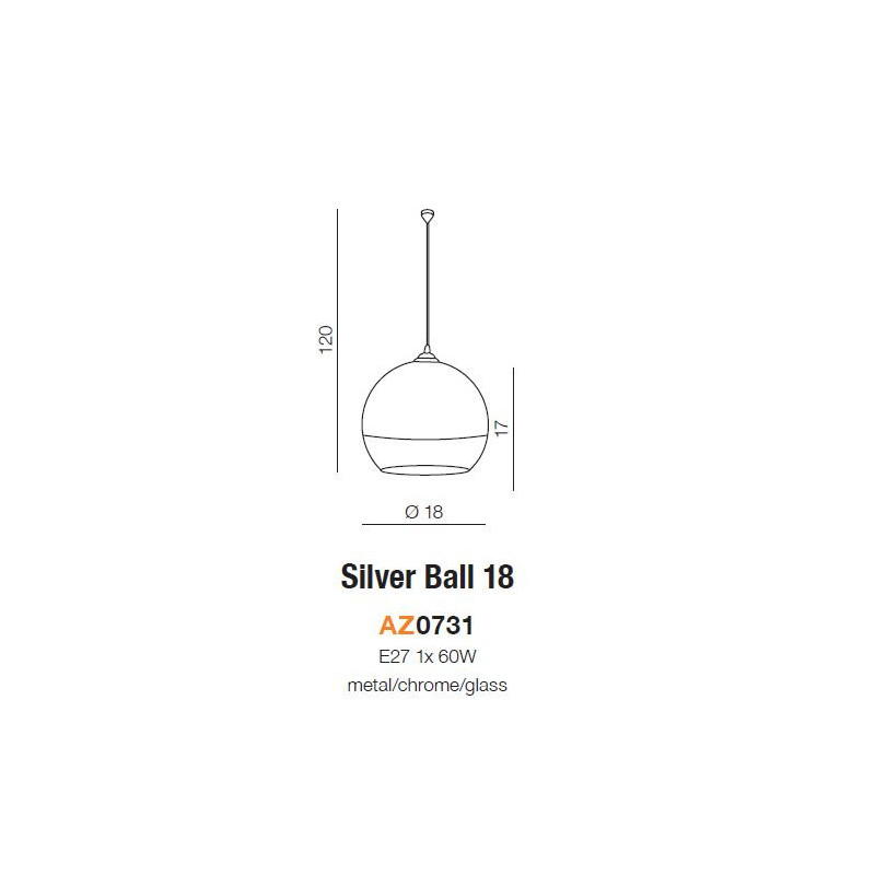 Suspension design SILVER BALL 18 E27 - chrome