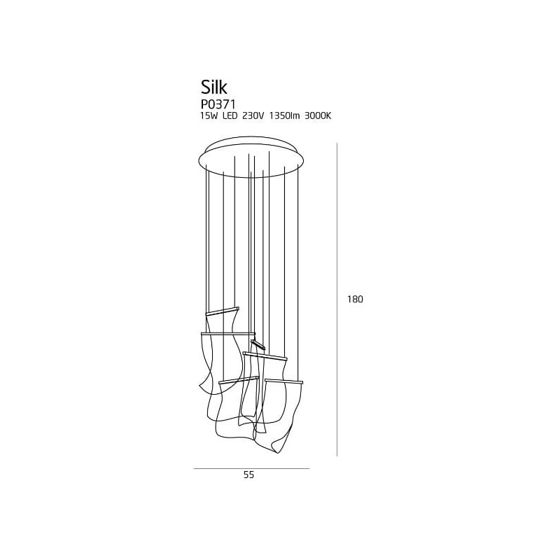 Suspension Design SILK LED 15W 3000K DIM - chrome / transparent