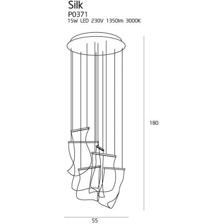 Suspension Design SILK LED 15W 3000K DIM - chrome / transparent
