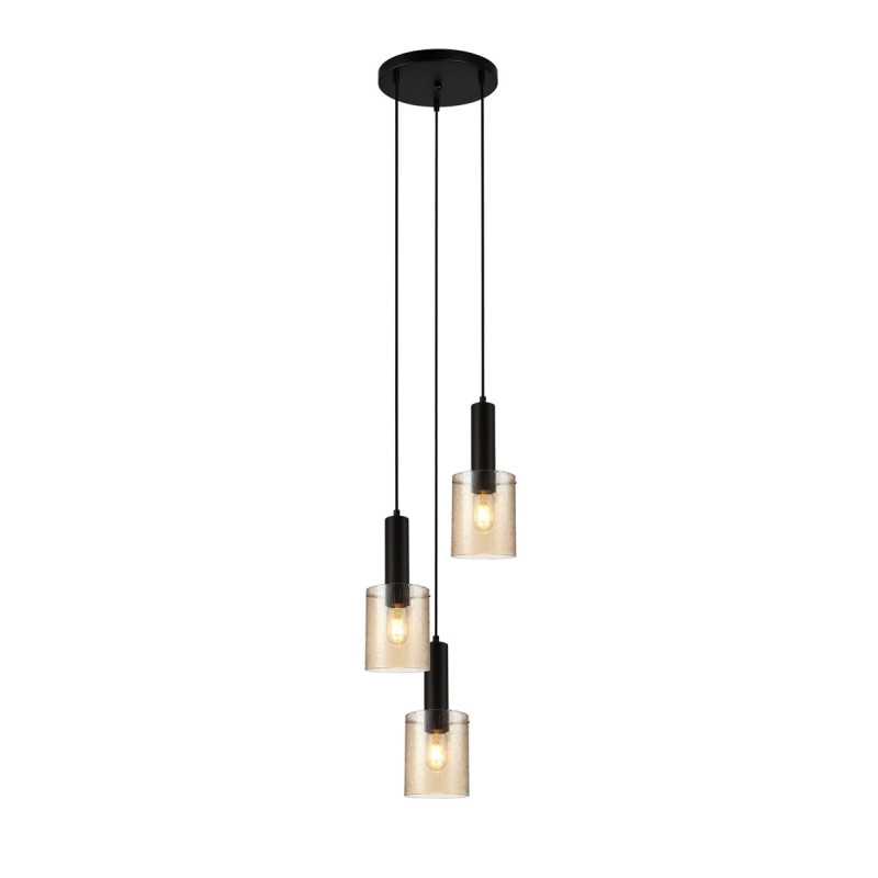 Suspension design SARDO RAIN 3xE27 - noir / ambre