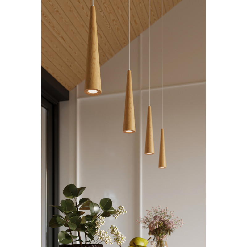 Suspension luminaire design SULA GU10 - blanc / bois