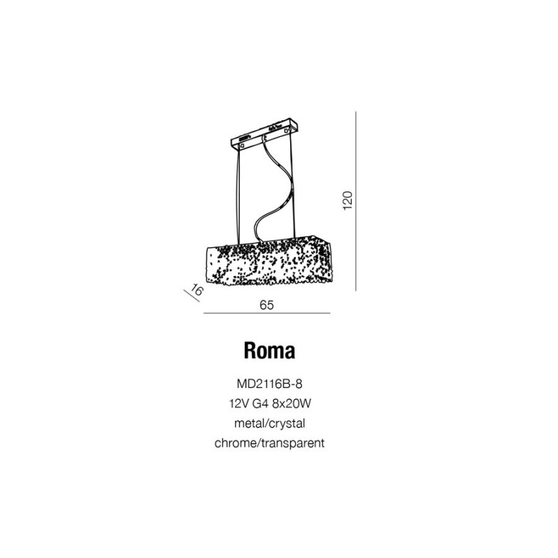 Suspension ROMA G4 8x20W 12V transparente Cristal