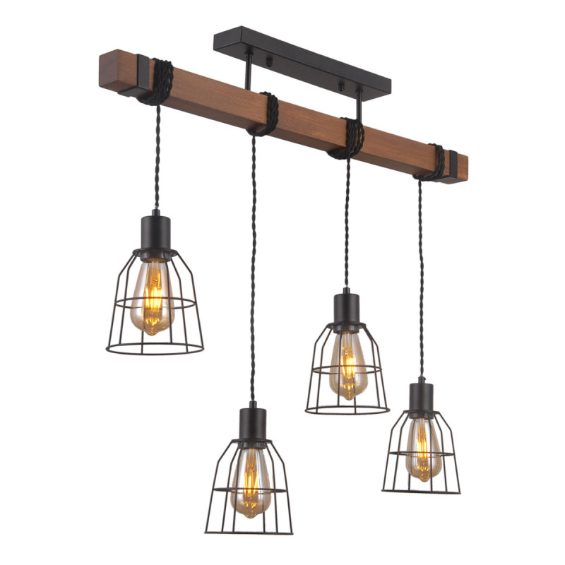 Luminaire Suspension Industriel REDA 4xE27 - noir / mat