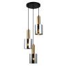 Lampe Suspendue design SARDO 3 E27 - laiton / fumé