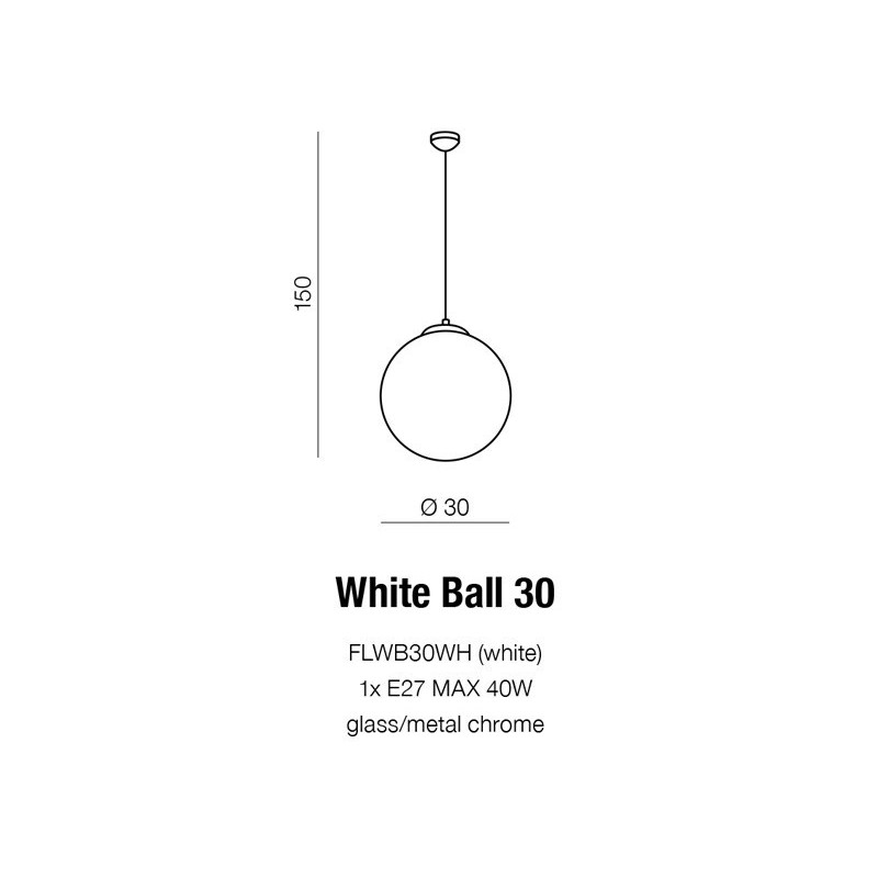 Suspension luminaire WHITE BALL 30 E27 - blanc