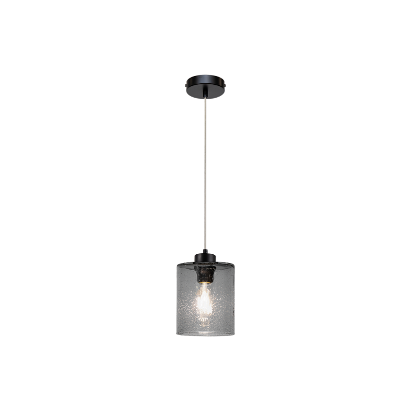 Suspension design ZEFIR diamètre 18cm E27 - noir / fumé