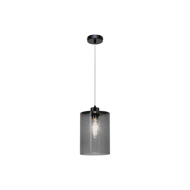 Suspension design ZEFIR diamètre 15cm E27 - noir / fumé