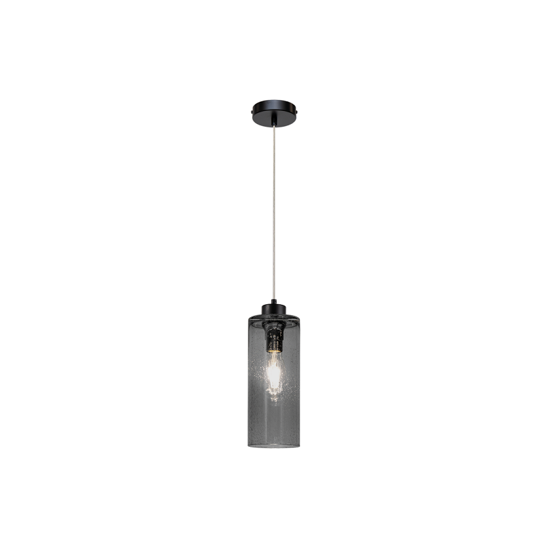 Suspension luminaire ZEFIR diam.12cm E27 - noir / fumé