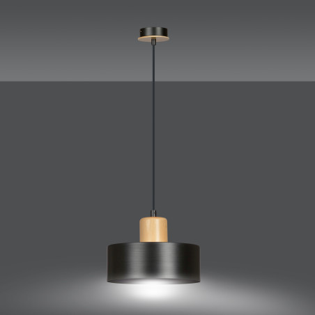 Suspension luminaire TORIN E27 - noir / bois