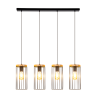 Suspension luminaire design TIMEO bande 4xE27 - noir / chêne huilé