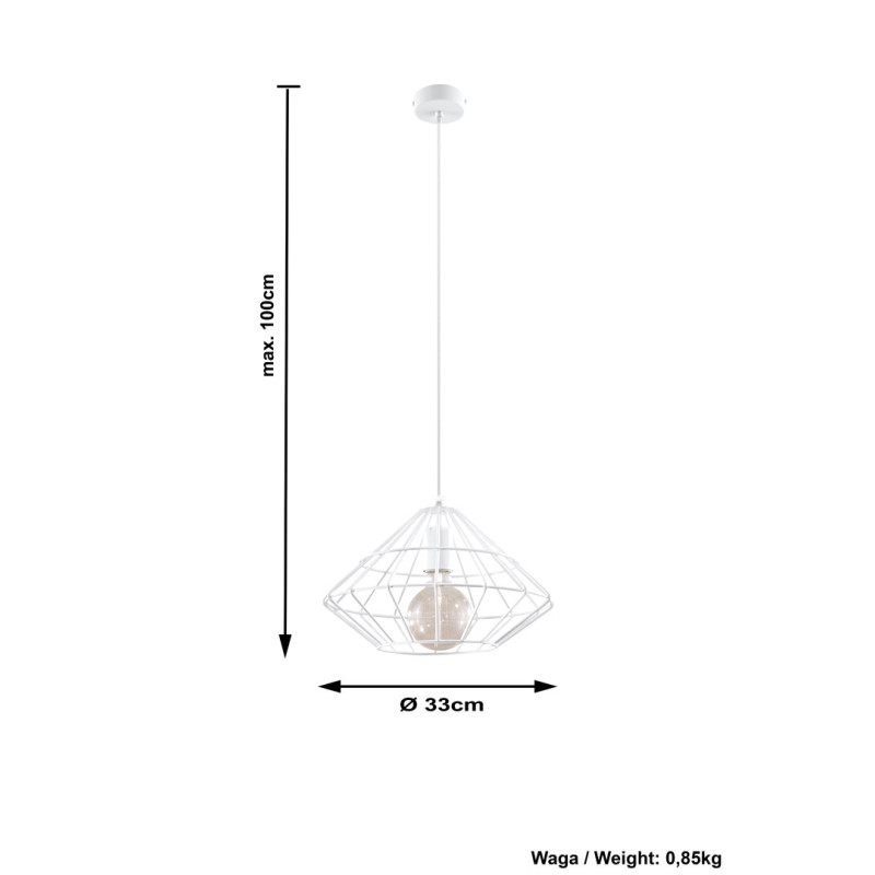 Suspension industrielle UMBERTO E27 - blanc