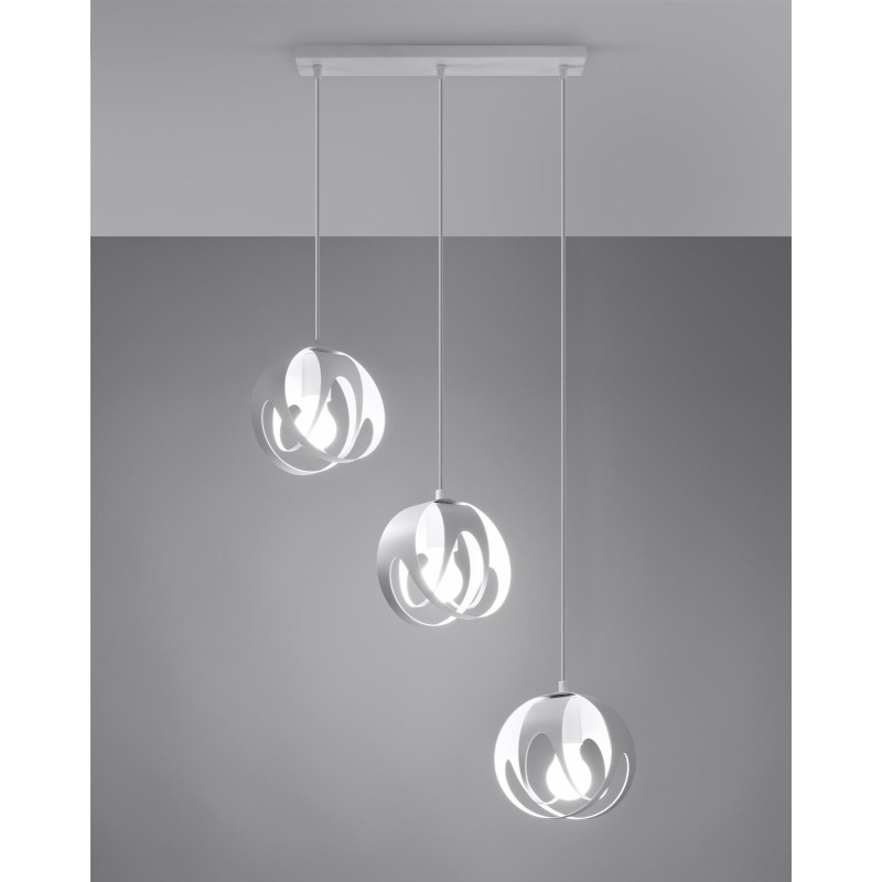 Suspension luminaire TULOS bande 3xE27 - blanc