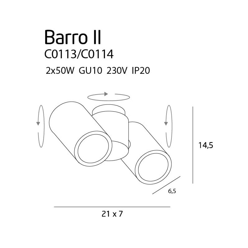 Spot BARRO II GU10 - noir 