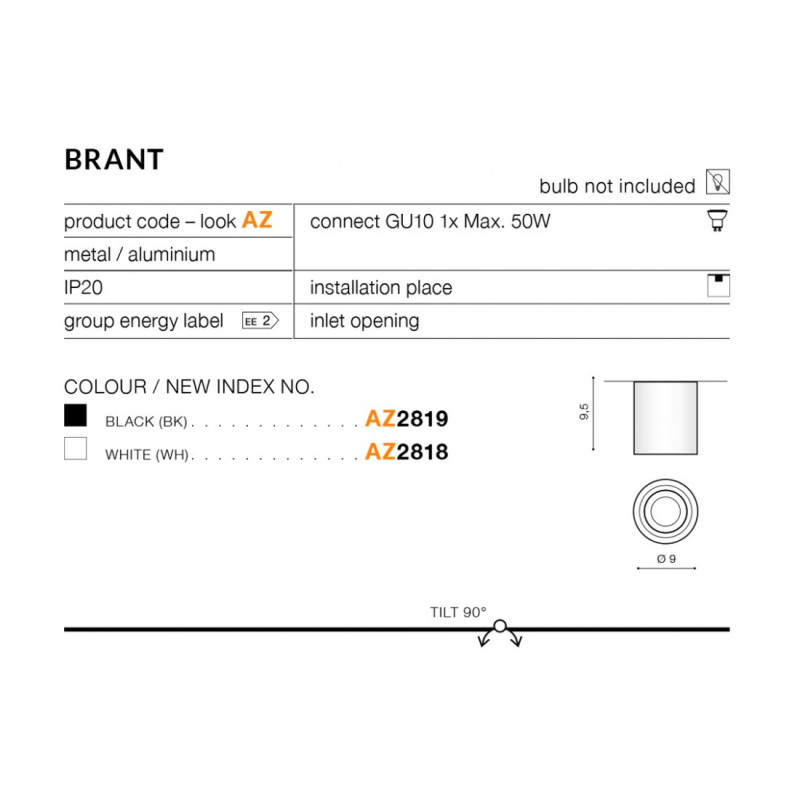 Spot encastrable NT BRANT 1 Rond GU10 - noir 