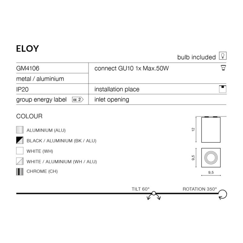 Spot encastrable ELOY GU10 50W blanc 