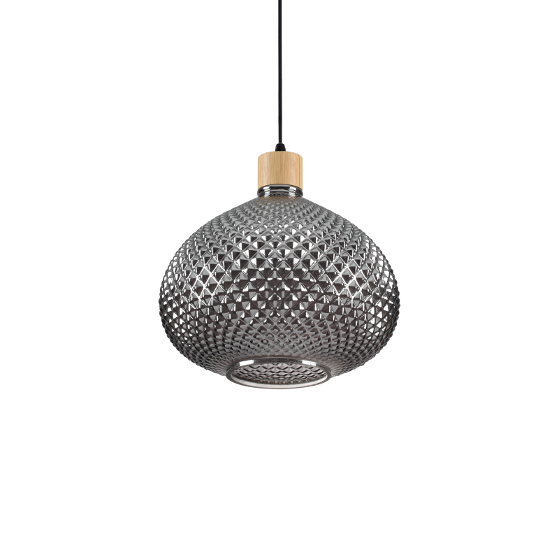 Suspension design BERGEN-3 SP1 E27 - noir / fumé