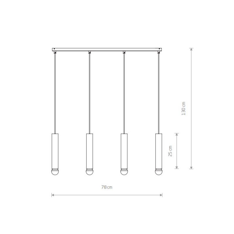 Suspension design BATON 4xE27 - laiton / noir