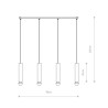 Suspension design BATON 4xE27 - laiton / noir