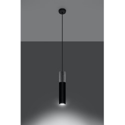 Suspension luminaire BORGIO 1 GU10 - noir / gris