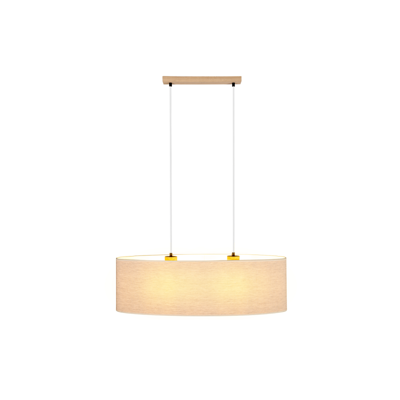 Suspension Abat Jour Design BOHO RO 2xE27 - chêne huilé / beige