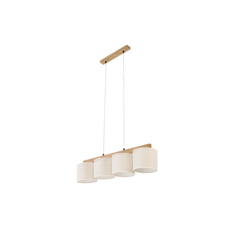 Suspension luminaire design BOHO RO 4xE27 - chêne huilé / beige