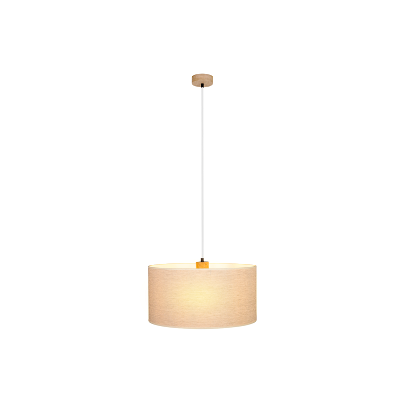 Suspension Abat Jour Design BOHO RO E27 - chêne huilé / beige