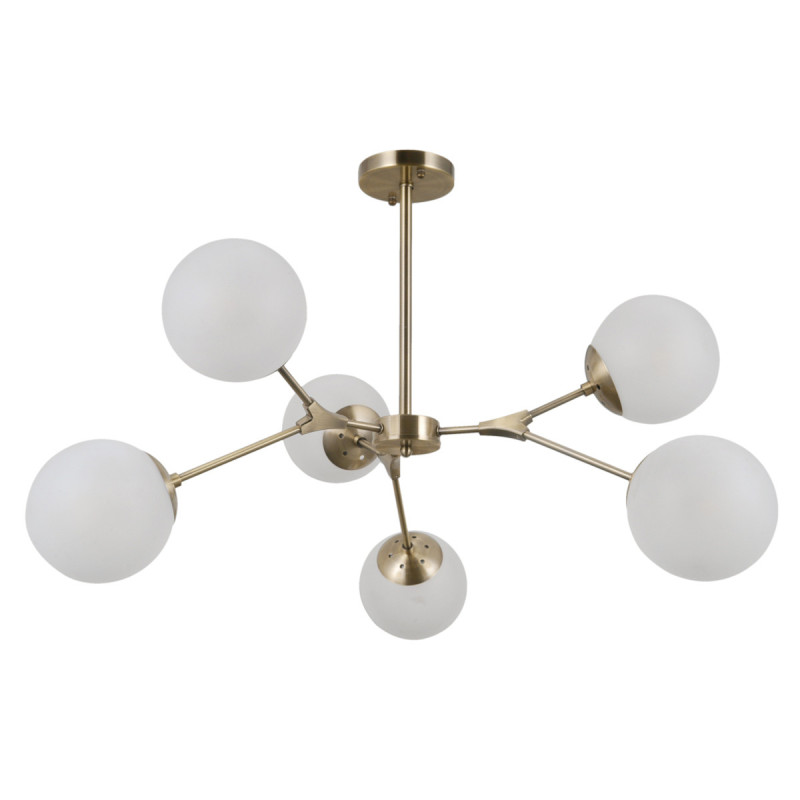 Suspension design ANNES 6xE14 - bronze antique / blanc