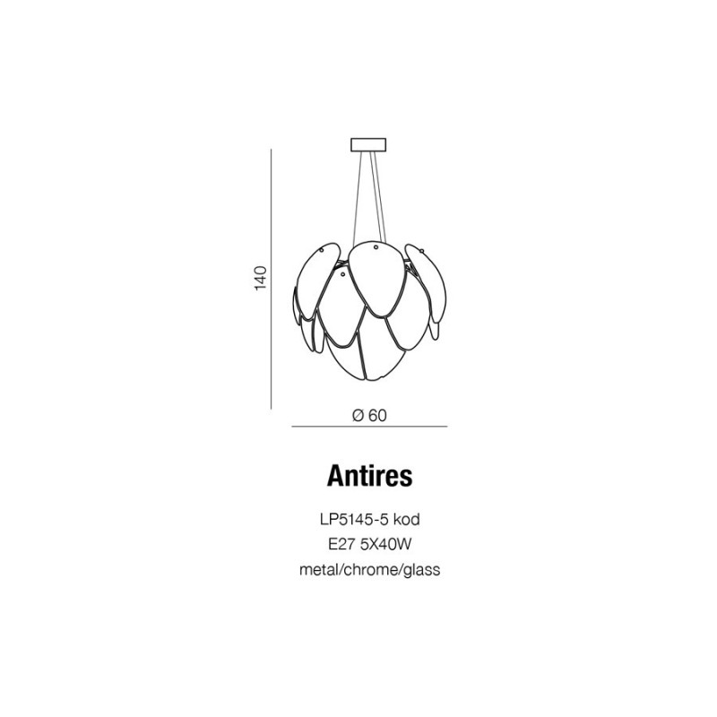 Suspension luminaire ANTIRES 5xE27 - blanc