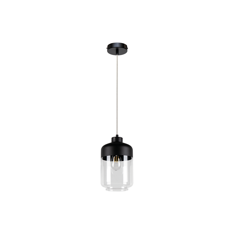 Lampe Suspendue design AMARETTO E27 - noir / transparent