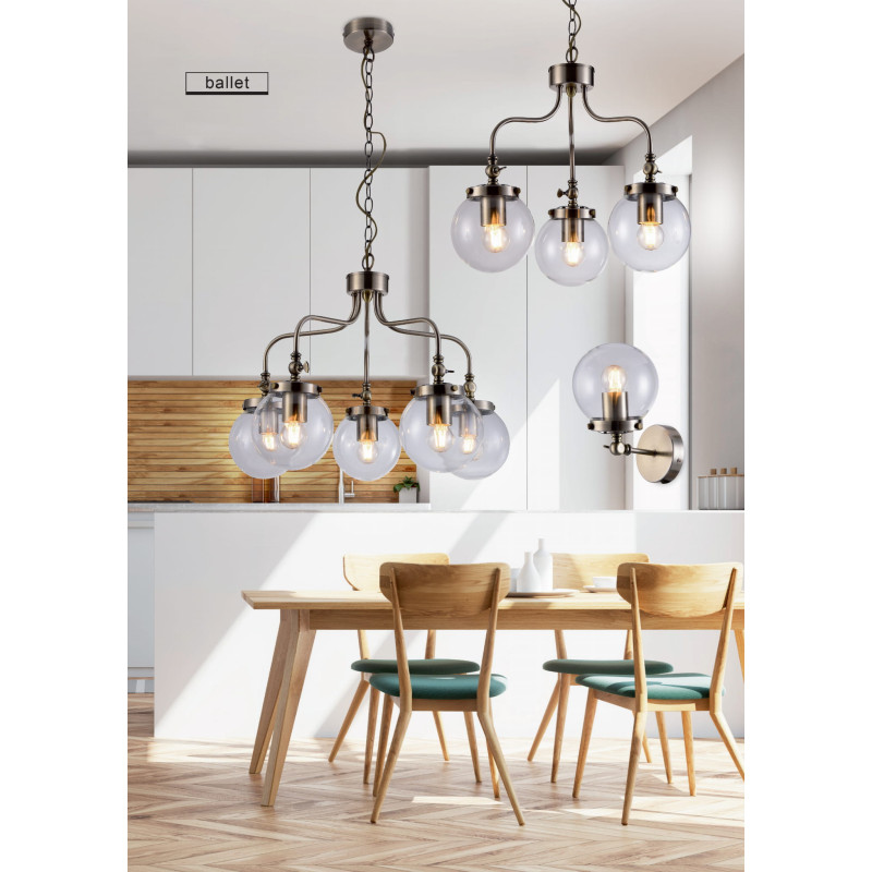 Suspension industrielle Design BALLET 5xE27 - patine