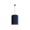 Suspension design BARREL velours L E27 - bleu / or