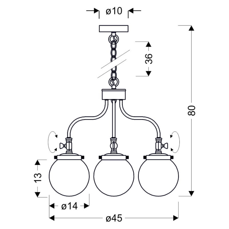 Suspension industrielle BALLET 3xE27 - patine