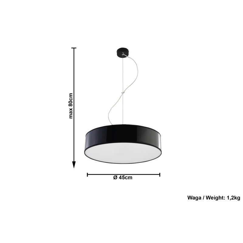 Suspension Abat Jour Design ARENA 45 E27 - noir