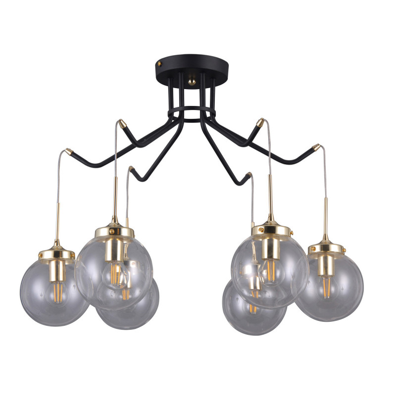 Suspension luminaire design DOMENICO 6 E14 - noir / or