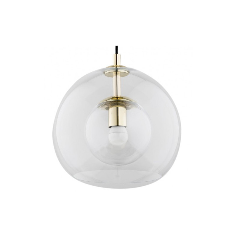 Suspension luminaire design DOVER I E27 - laiton / transparent