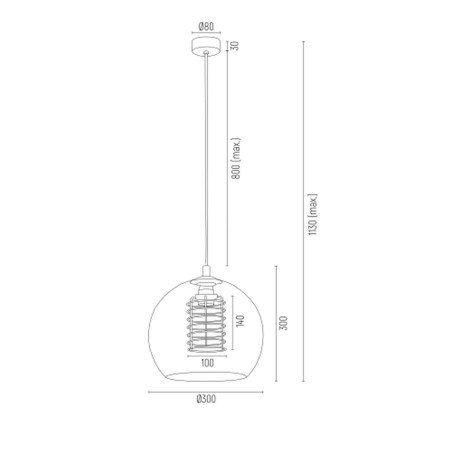 Suspension design DOVER E27 - laiton / transparent