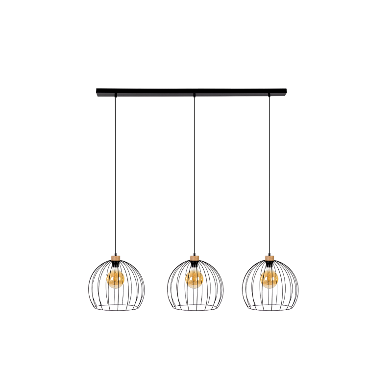 Lampe Suspendue design COOP 3xE27 - chêne huilé / noir