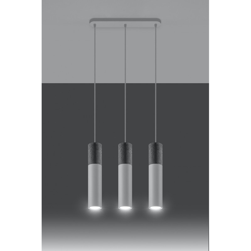 Lampe Suspendue design BORGIO 3 GU10 - blanc / gris