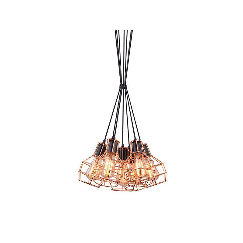 Suspension industrielle Design CARRON 7 E27 7x60W cuivre