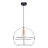 Suspension luminaire CASA PALLA E27 - noir / chêne huilé