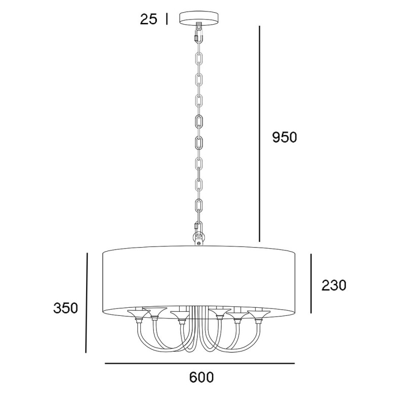 Suspension avec abat-jour ABU DHABI 6xE14 blanc, laiton