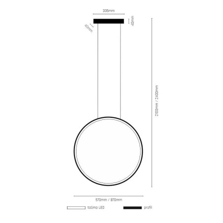 Suspension Design AGARO anneau intérieur LED 19W 3000K CRI90 - noir