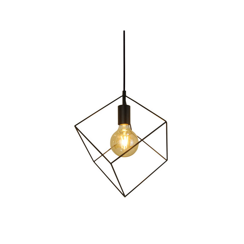 Luminaire Suspension Industriel Action CUBE 1xE27 noir