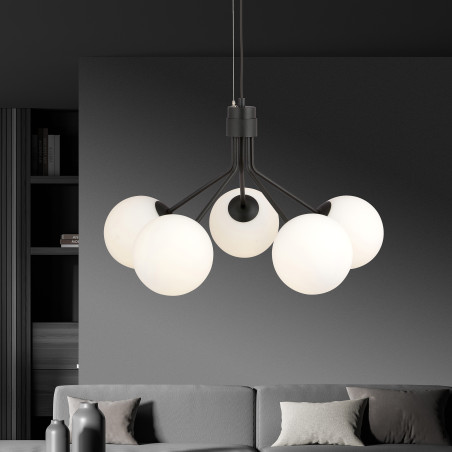 Lampe Suspendue design NOVA 5xE14 - noir / blanc