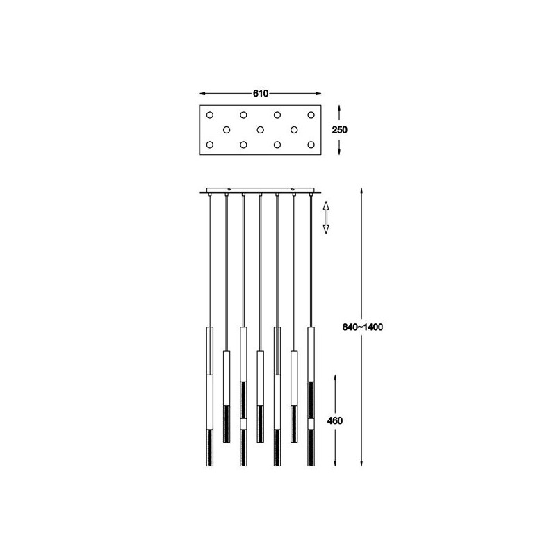 Lampe Design suspendue ONE LED 11x5W 3000K - chrome