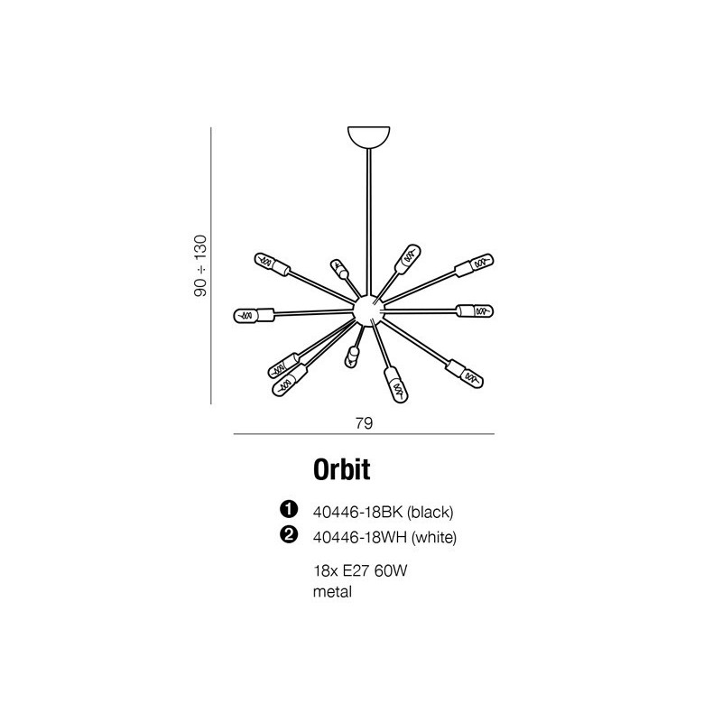 Lampe Suspendue design ORBIT E27 18x60W blanc