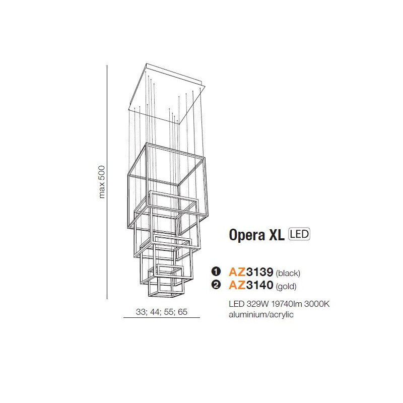 Luminaire Design suspendue OPERA XL LED 329W 3000K - or